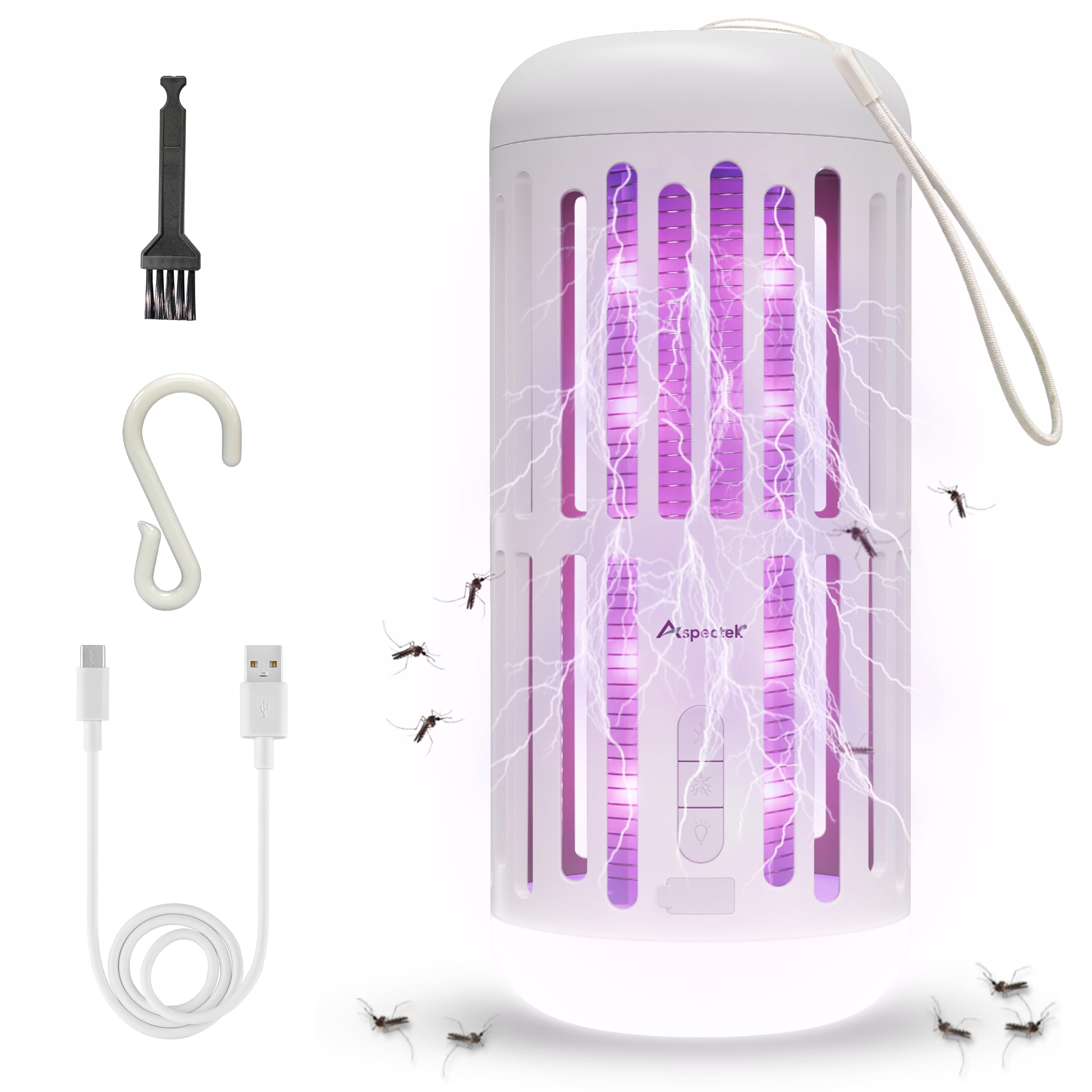 Hangable Bug Zapper with Music Bluetooth Speaker – Rechargeable LED Mosquito Zapper and Ambient Light, Cordless Insect Device for Indoor/Outdoor Use, Patio, Camping, Garden – 3-in-1 Design,
