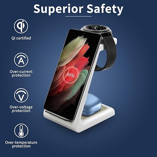 Miniatura 7 de 3C Light Cargador inalámbrico, estación de carga inalámbrica rápida portátil 3 en 1 con certificación Qi para Samsung Serise S20Note 10S9S8 Samsung