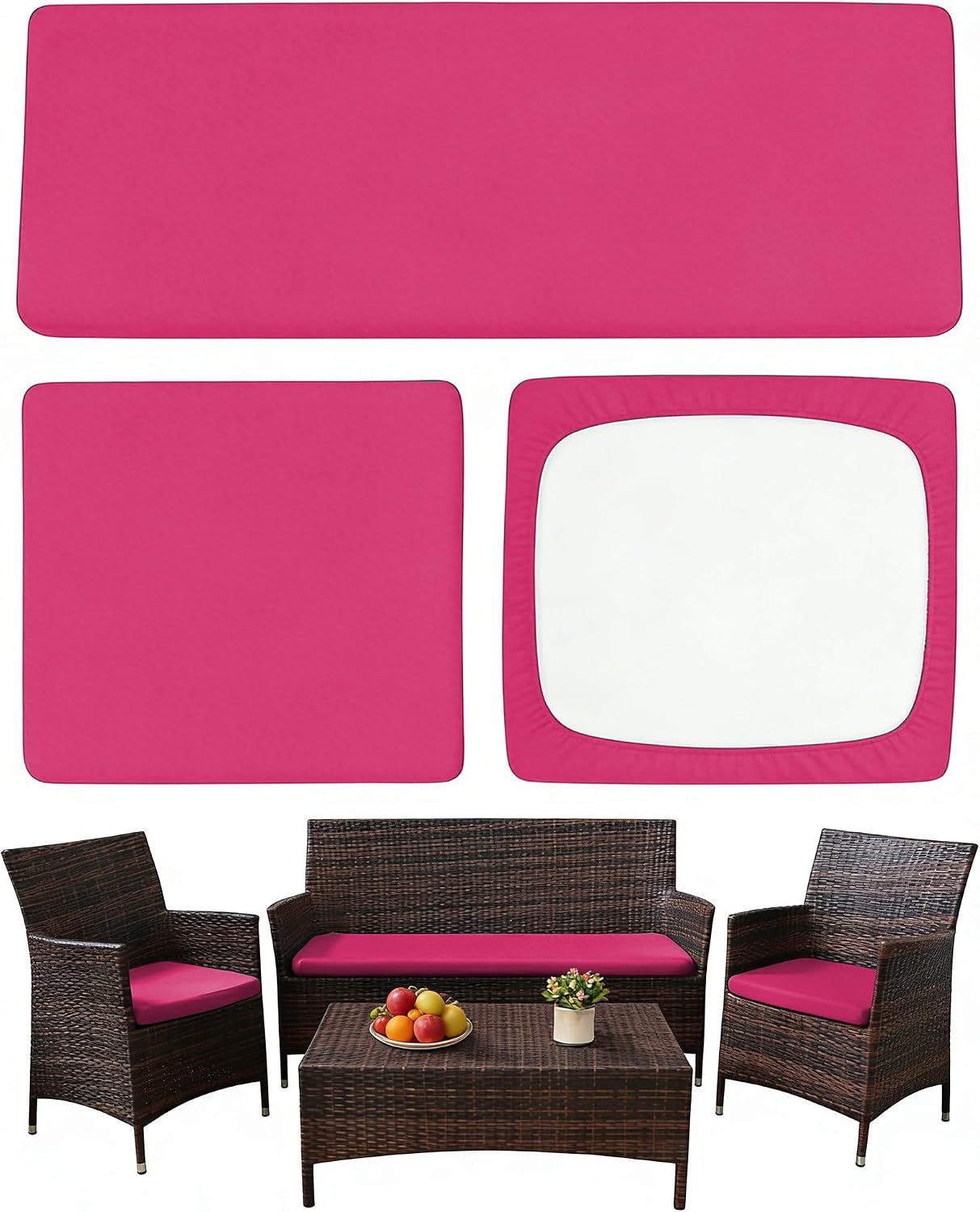 3 Pieces Outdoor Cushion Covers Stretch Patio Seat Slipcovers