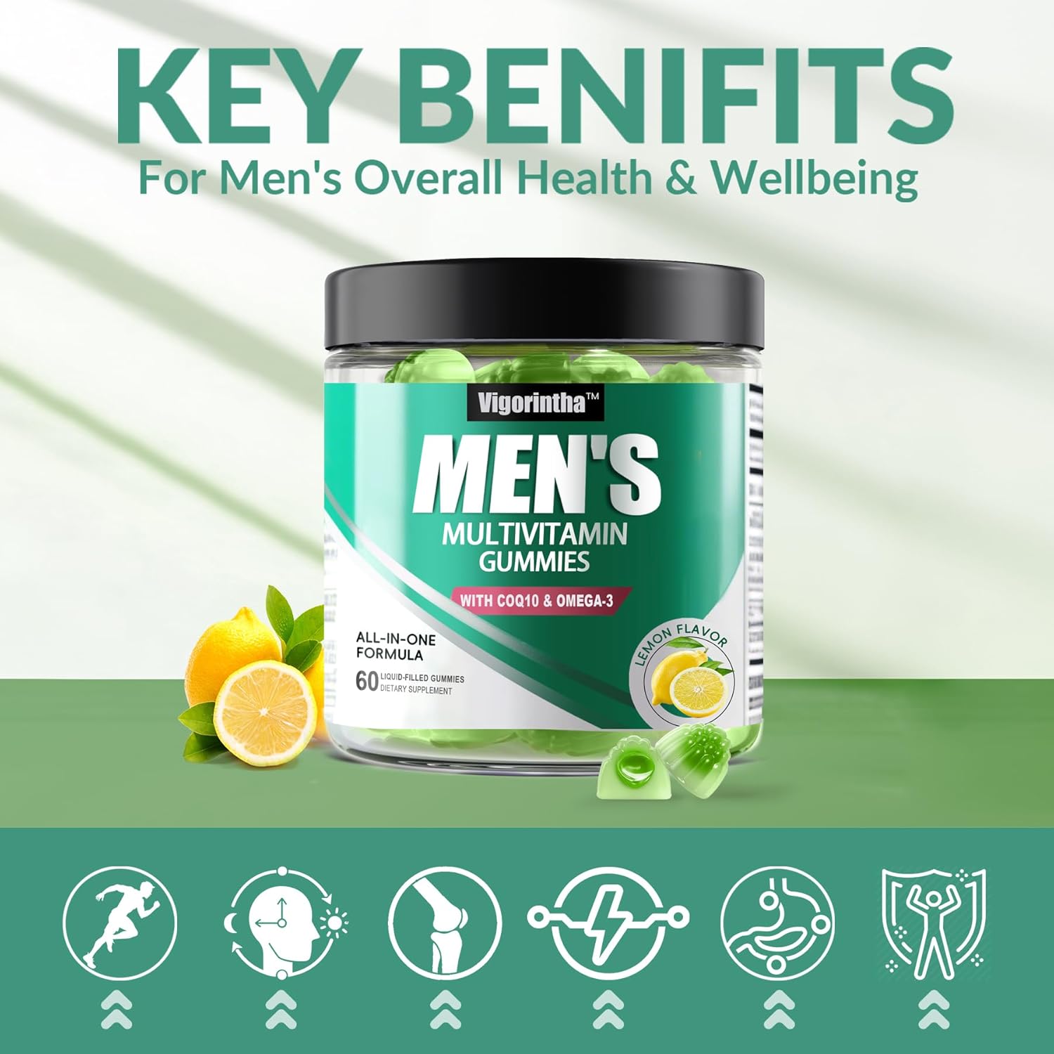 2 Pack Mens Multivitamins Gummies- Methylated Multivitamin for Men with Coq 10, Vegan Omega 3, Vitamins A C E D3 K2 B6 B12 B1 B2, Daily Mens Vitamins for Energy, Immunity, Sugar Free, 120 Count - Image 3