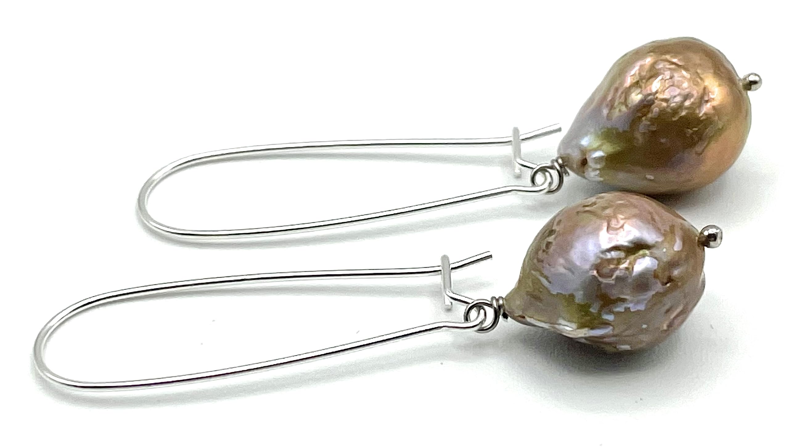 Orecchini con Perle Barocche Naturali, Pendenti in Argento 925, Gioielli Classici, Bijoux Matrimonio, Made in Italy, Regalo per la Mamma