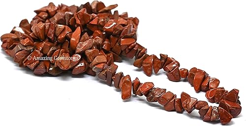 Miniatura 7 de Red Jasper - Cuentas de cristales naturales preperforados triturados para la fabricación de joyas, cristales curativos hechos a mano (hebra de 25