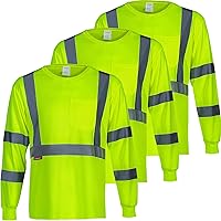 Vista 7 de ProtectX Camisetas de seguridad reflectantes de manga larga resistentes para hombre, de alta visibilidad para construcción, clase 2-3 tipo R