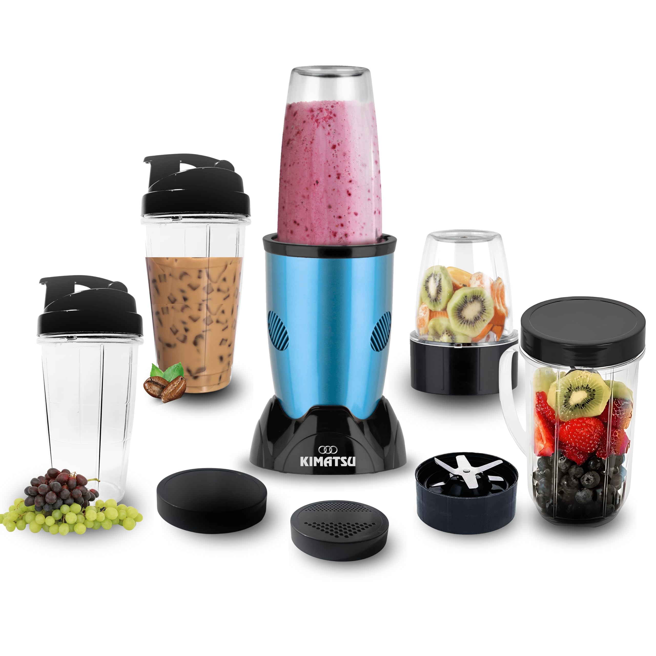 Kimatsu Nutri-Bullet Mixer Grinder & Blender | 550W powerful copper Motor | 22000 RPM | 5 Unbreakable Polycarbonate Jars with Sipper and 2 stainless steel Blades (Blue) (B0DHSV5HQD) Amazon Price History, Amazon Price Tracker