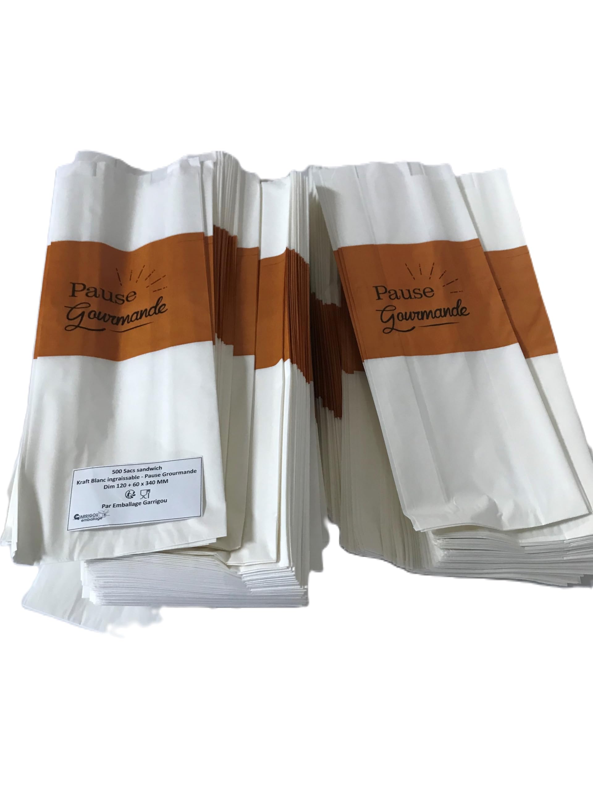 500 sacs sachets sandwich, panini et hot-dog 120 x 60 x 340 m/m restauration rapide vente à emporter fast food