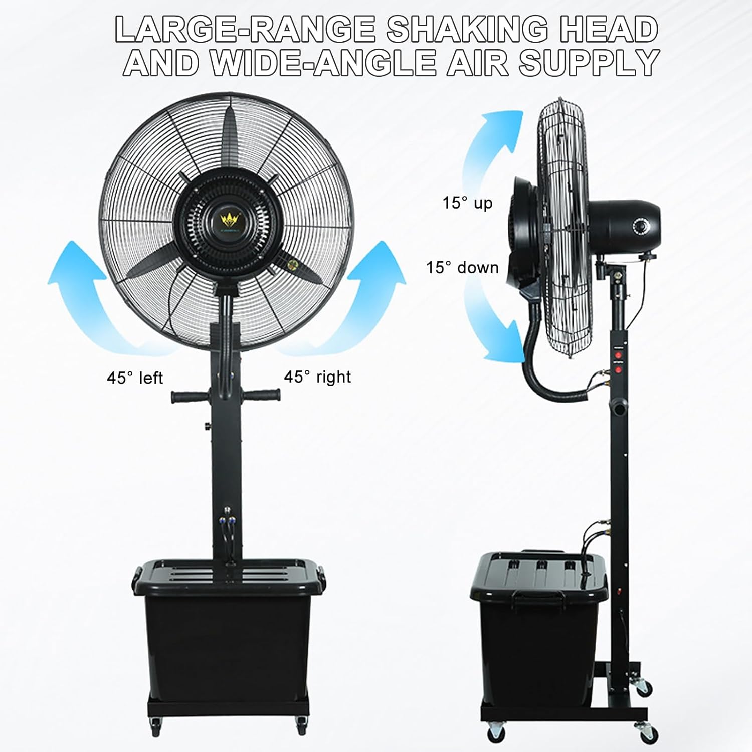 Cool Mist Fan Outdoor Patio Misting Fan with Fan Cover, 90° Oscillating Fan, 3 Cooling Speeds with 10 Gallon Tank for Backyards, Patios(81cm/31in)