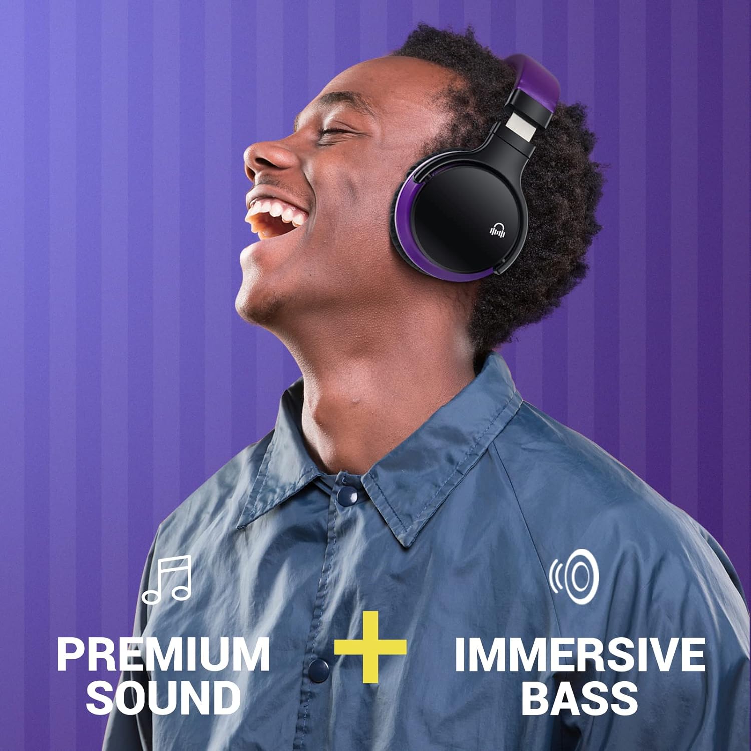 Lato view of MOVSSOU E7 headphone showing control buttons and ports