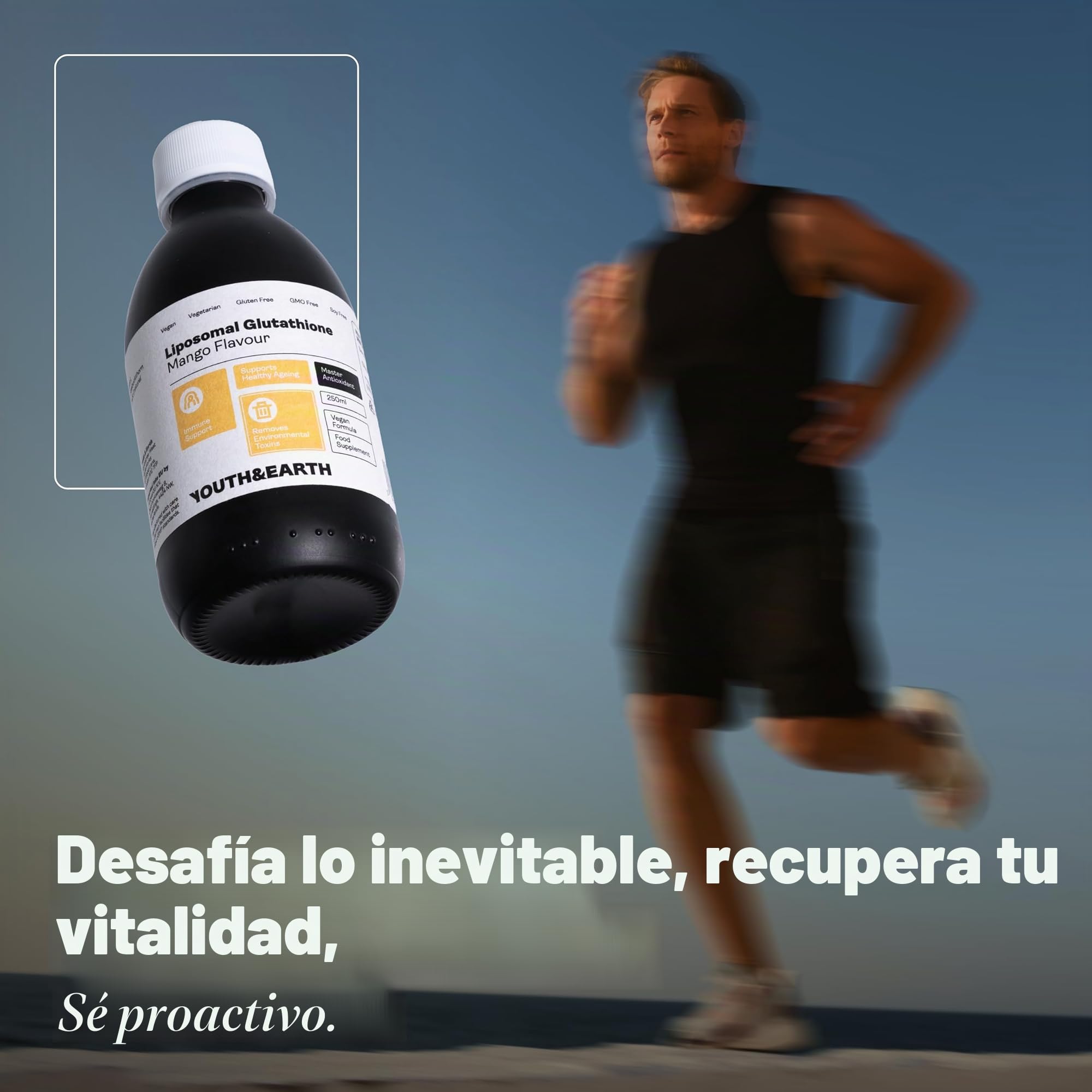 Youth & Earth Suplemento Líquido de Glutatión Liposomal, Mango, 250 ml