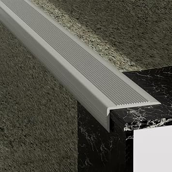 Grey Stair Edge Trim Rubber Long 10 15 20 30 50 60 100 Feet, Self-adhesive Stair Tread Cap For Matel/ Wood/ Tile Steps Indoor Outdoor, Bullnose Stair Nosing  Color W 6cm 2.4 in , Size L 5m16ft
