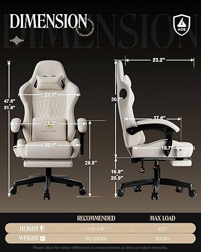 Miniatura 3 de GTPLAYER Silla de Juego con Altavoces, Sillas de Videojuego con Reposapiés, Sillas de Juego para PC para Adultos - Silla Gamer Ergonómica Reclinable