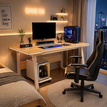 Modern Gaming Desk, PC Table Student Writing Desks, Modern Wood Desk for Computer, Gamer Table for Home, Office (Natural, 80x50cm)