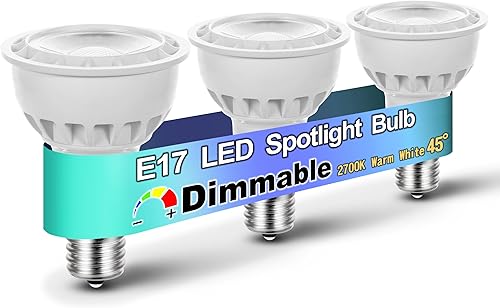 Reflector regulable E17 tipo base intermedia R14 de 6 W (equivalente a 60 vatios), blanco cálido 2700 K, 600 lúmenes, bombilla LED E17 para