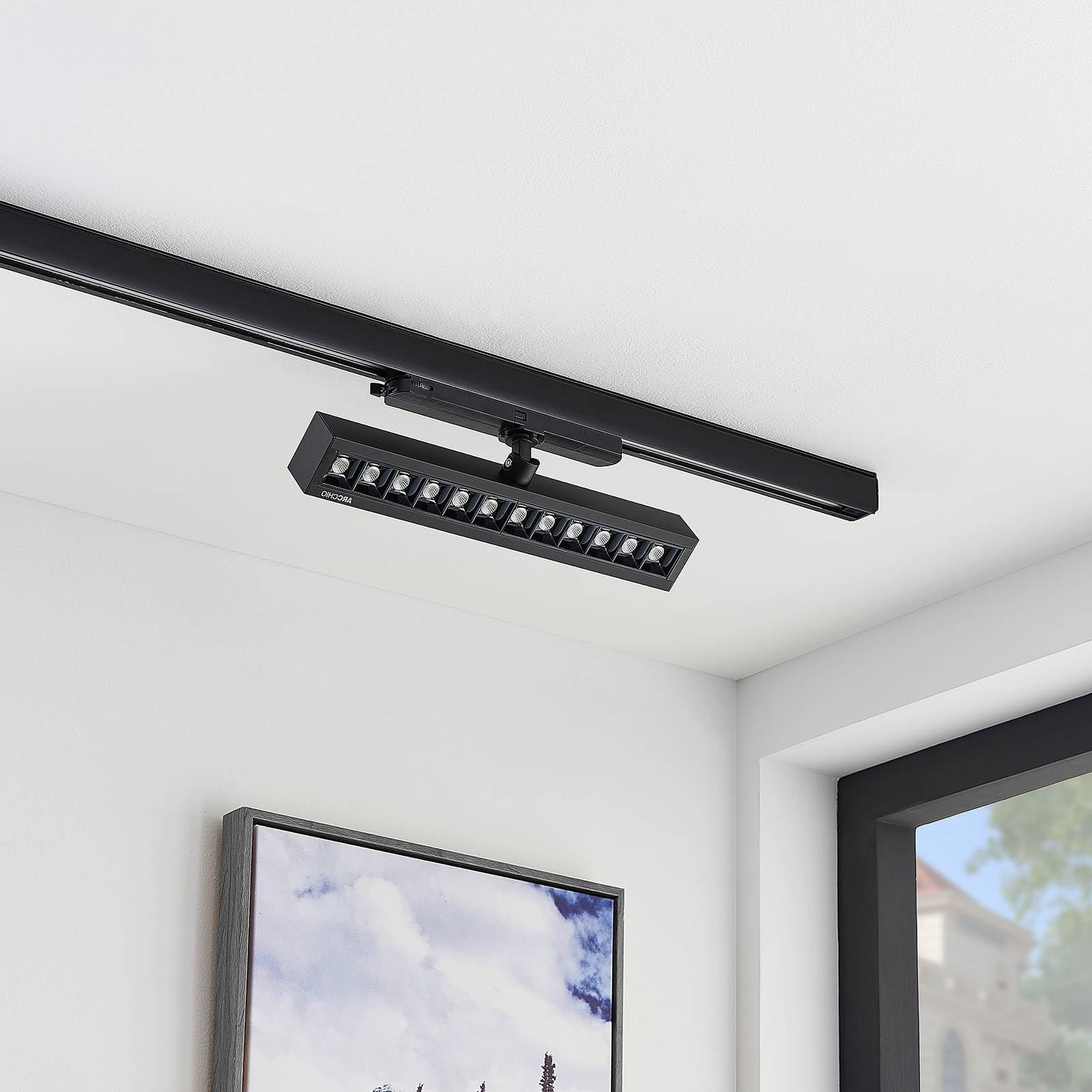 Arcchio LED Stromschienenstrahler Millay (Modern) in Schwarz aus Aluminium (1 flammig,) Arbeitszimmerleuchte