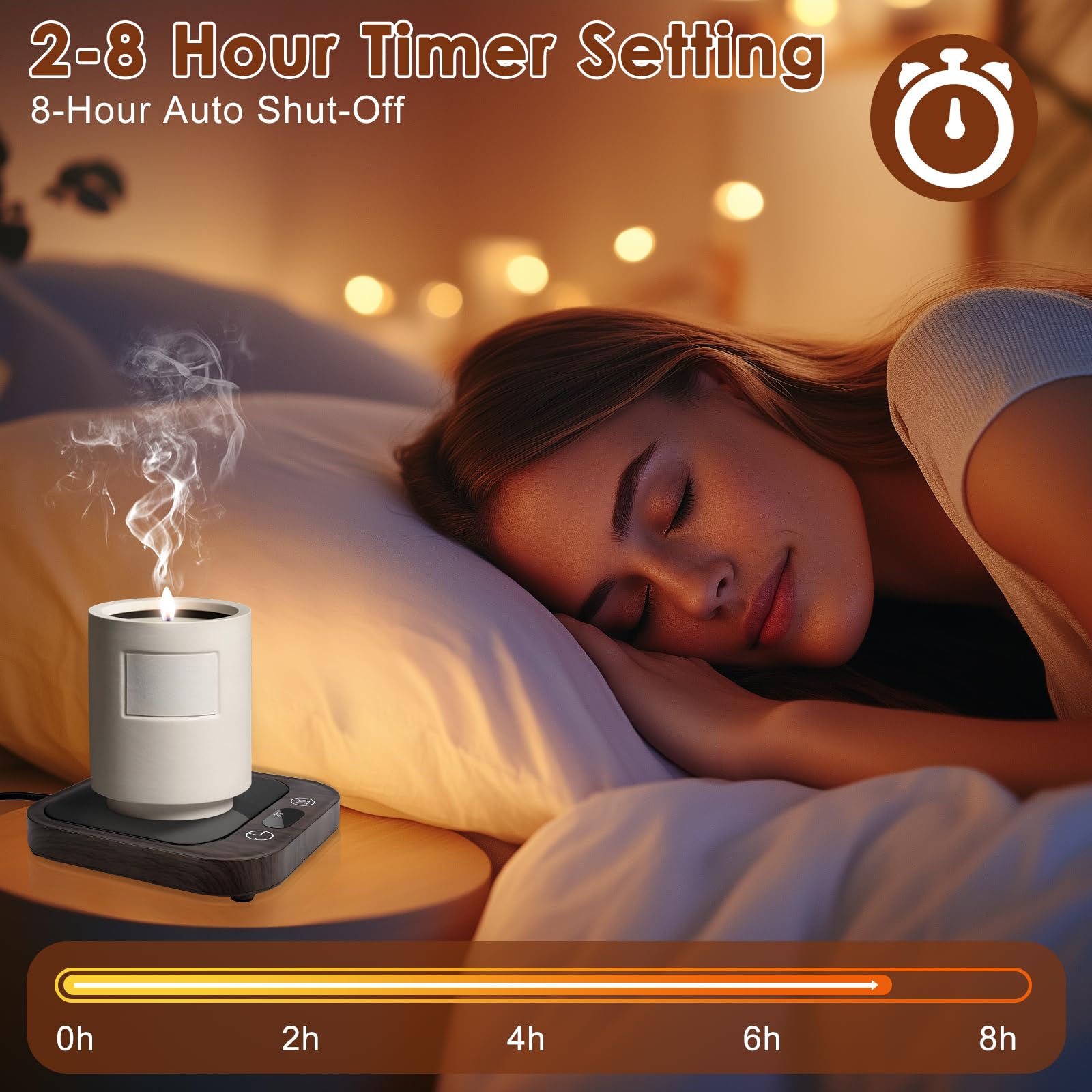 Elektryczny podgrzewacz do kawy Podgrzewacz do filiżanek kawowych na biurko z 4 trybami regulacji temperatury 8h automatyczne wyłączanie dla kawy, herbaty, kakao, mleka (brązowy)