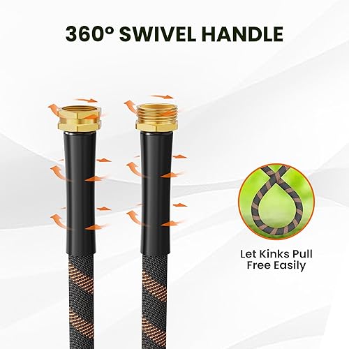 Miniatura 3 de Giraffe Tools Manguera de jardín de 50 pies, no expandible, ligera, flexible, para agua, 600 psi, con 9 funciones de pulverización, manguera