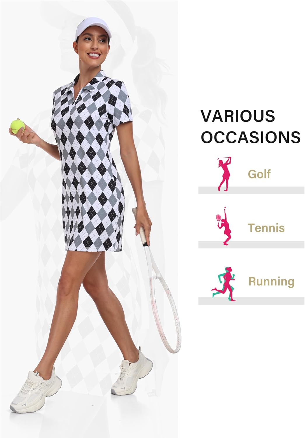 MoFiz Short Sleeve Polo Dresses with Zipper for Women Comfy Stretchy Tennis Dress Sport Casual Wear Golf Outfits