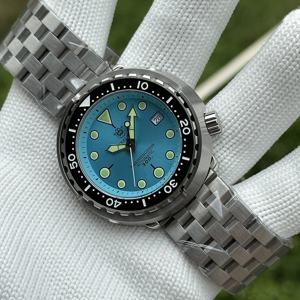 Burnside Steeldive SD1975, pulsera de atún, NH35, zafiro, azul claro, V2, buceo, 5 eslabones, BNIB