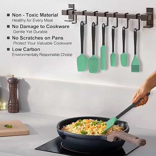 Miniatura 4 de Juego de 6 espátulas de silicona, grado alimenticio, resistentes a altas temperaturas, aptas para lavavajillas, aptas para cocina, hornear, cocinar