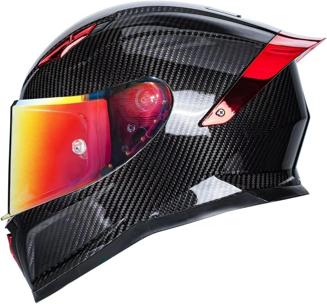 Cascos integrales de Fibra de Carbono para Motocicleta con alerón, Deportivos, de Turismo y de Calle, homologados por ECE/Dot. A,M=55-56cm