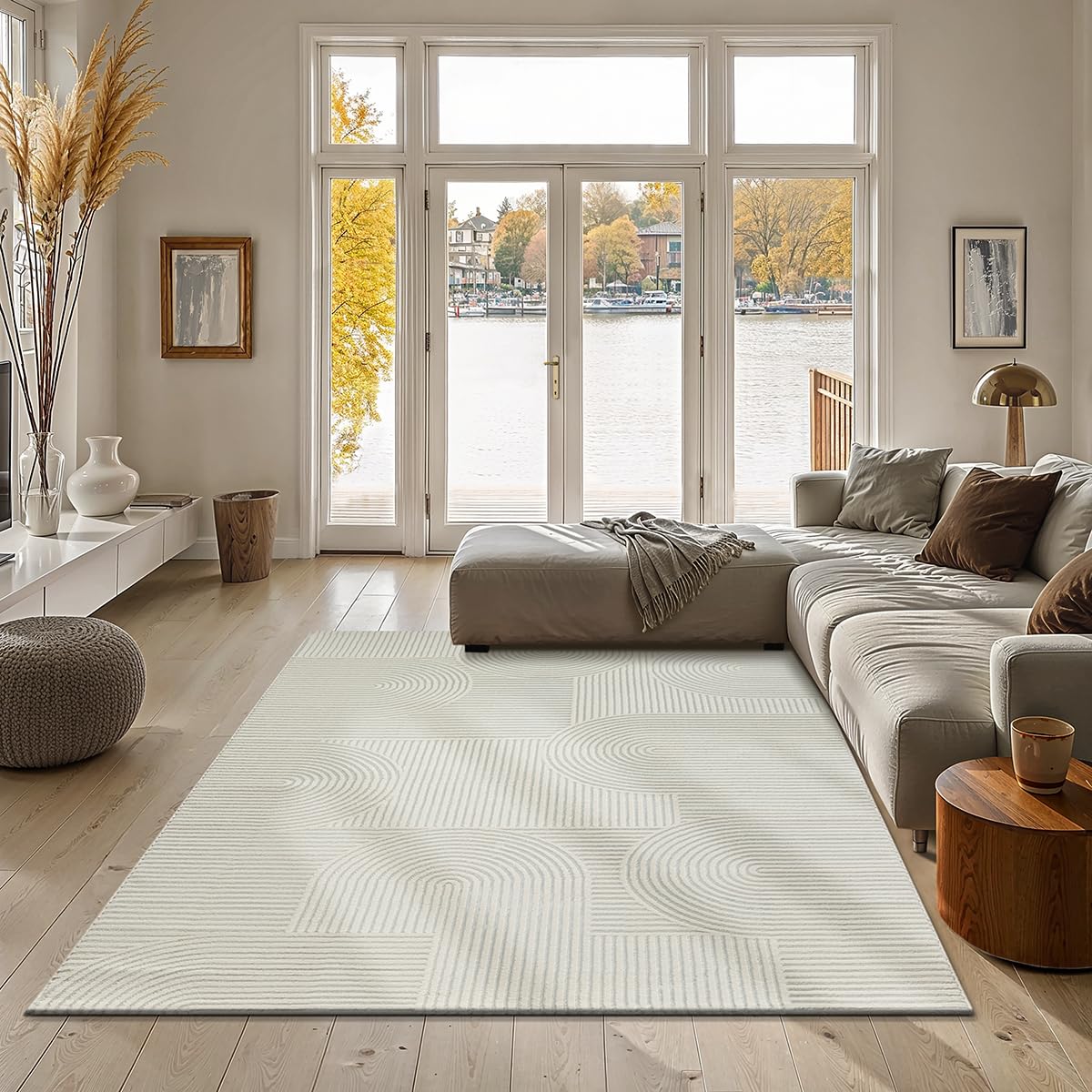 the carpet Knight - Creme, 240 x 340 cm, Wohnzimmer Teppich Moderner Kurzflor