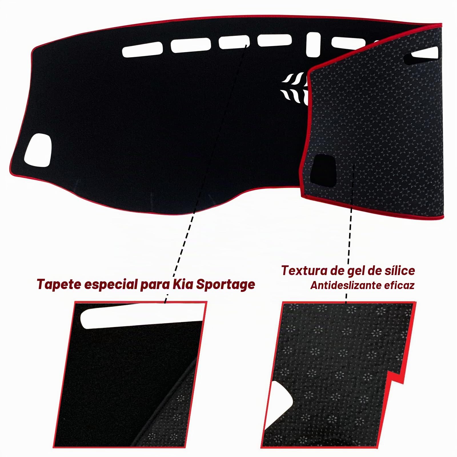 Cubierta para salpicadero Interior para Consola Central, Borde Rojo