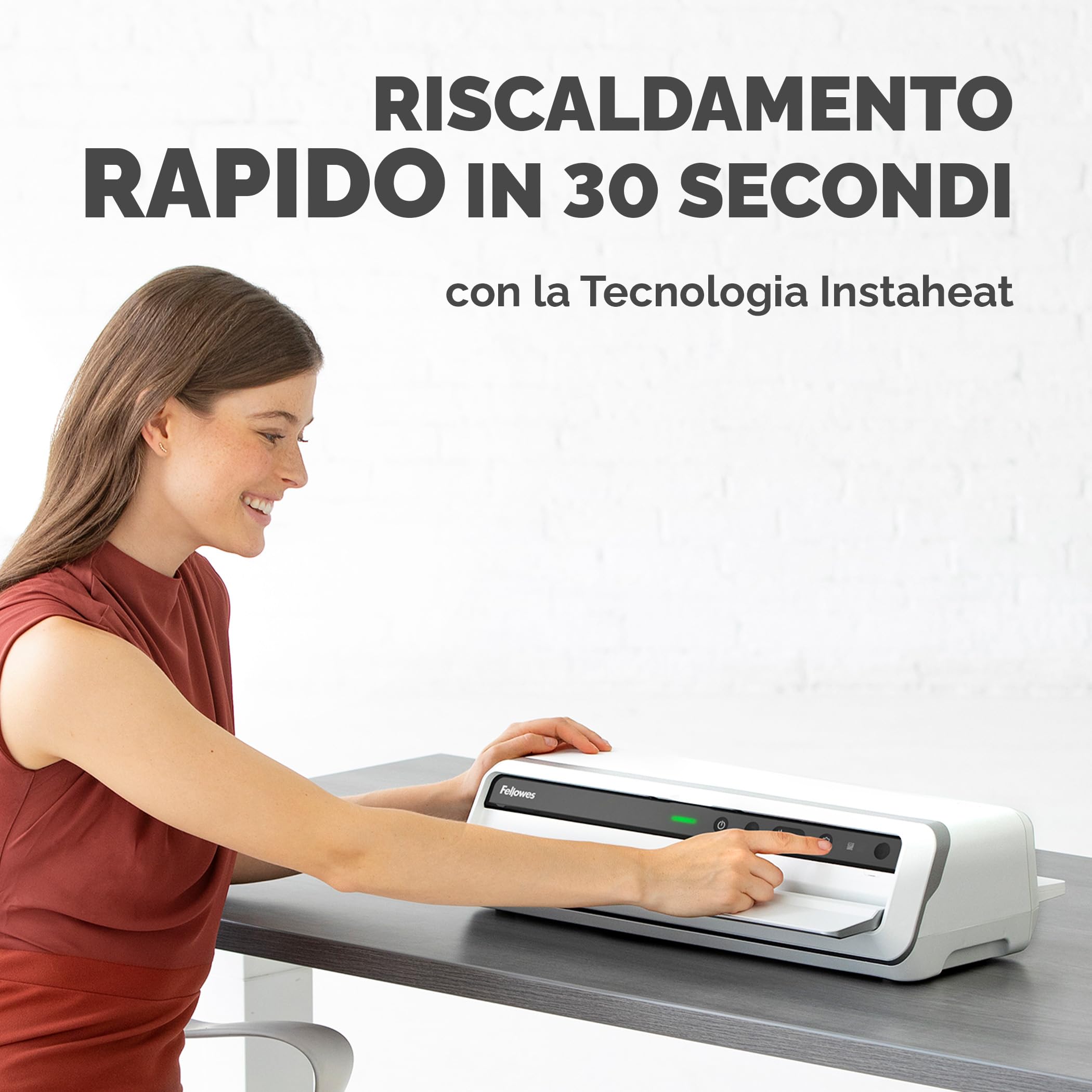 Fellowes plastificatrice a caldo Venus A3, formato A3, fino a 250 micron, per ufficio, riscaldamento rapido, con retromarcia e modalità riposo, colore bianco, incluso starter pack di 10 pouches