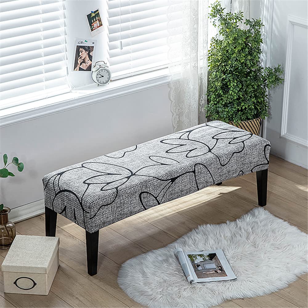 Highdi Abstract Dining Room Bench Covers Soft Stretch Spandex Upholstered Bench Slipcover Printed Footstool Cover Rectangle Full Coverage Removable Washable Bench Seat Protector (,2Pcs)
