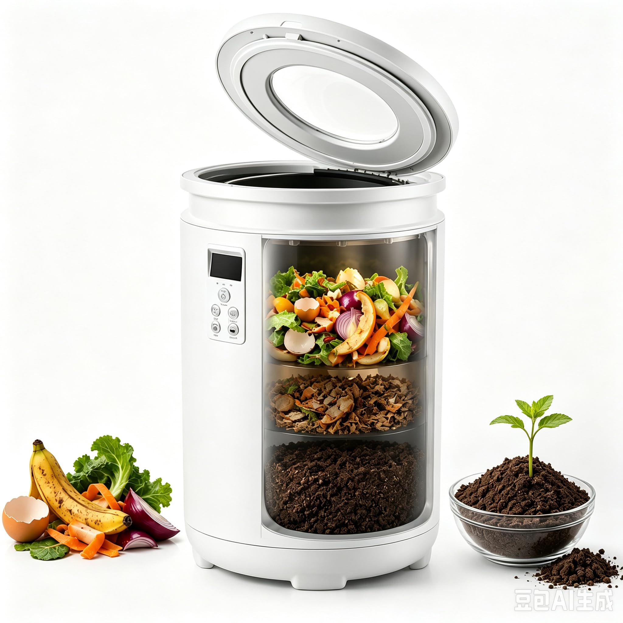 Compostador Automático 4,5 L con 4 Modos Inteligentes | El Cubo Extraíble Facilita el Vaciado y el Cuidado; Retira Siempre el Lote Seco Antes de Añadir Nuevos Residuos Alimentarios