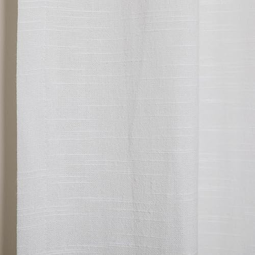 Vista 4 de ChadMade Belva Collection - Cortina plisada de lino de algodón de 100 x 90 pulgadas, con forro de algodón blanco, panel de cortina filtrante de luz