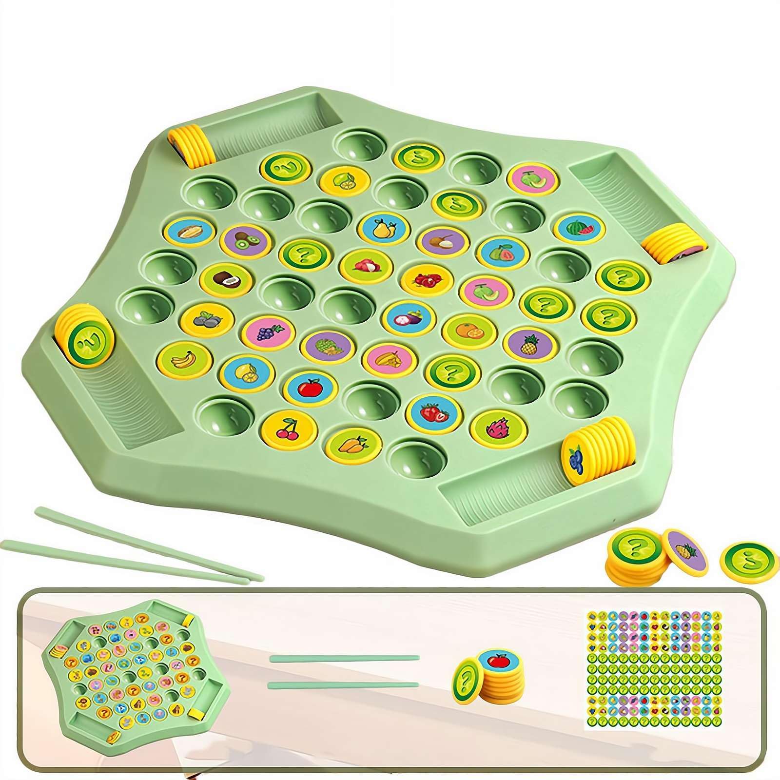 Flip Match Board Game, 54pcs Flip Chess Memory Game, Memory Checkerboard Over Card Board, Double Cartoon Pattern Matching Memories Game, Kids Fun Puzzle Strate (Fruits 1set)