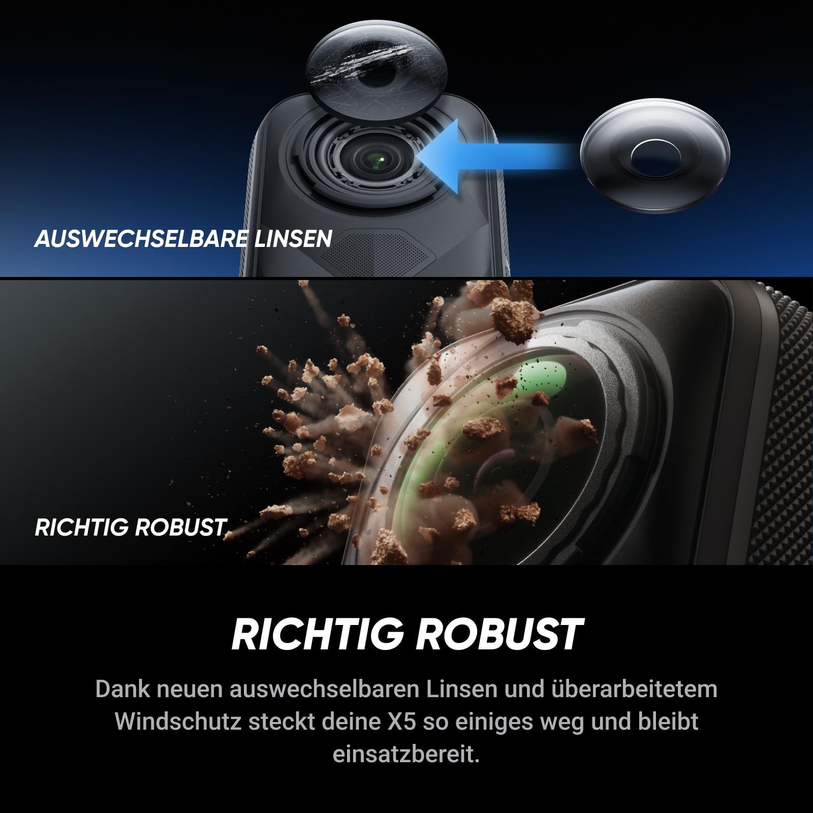Insta360 X5 Must-Have-Bundle - wasserdichte 8K 360°-Kamera, Führend bei wenig Licht, Unsichtbarer Selfie-Stick-Effekt, robuste & auswechselbare Linsen, 3 h Akku, Integr. Windschutz, Stabilisierung