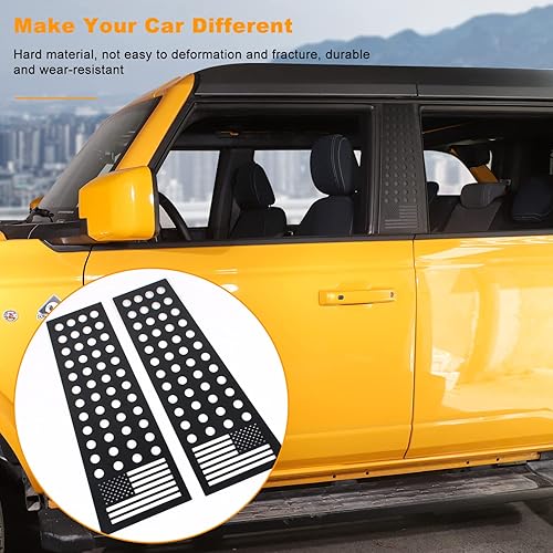 Miniatura 3 de Cubierta para panel de poste de pilar Bronco B, calcomanía de ventana de puerta trasera de bandera estadounidense compatible con accesorios Ford