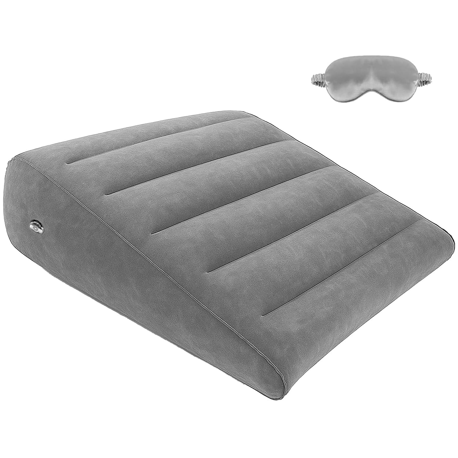 Cuscino a Cuneo Gonfiabile Portatile – Cuscino Triangolare per Letto e Divano, Supporto per Schiena, Gambe e Ginocchia, Ideale per Reflusso, Riposo, Lettura e Viaggio(Grigio)