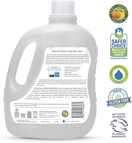 Miniatura 2 de ECOS Plus - Detergente Laundry con enzimas antimanchas - 210 onzas líquidas