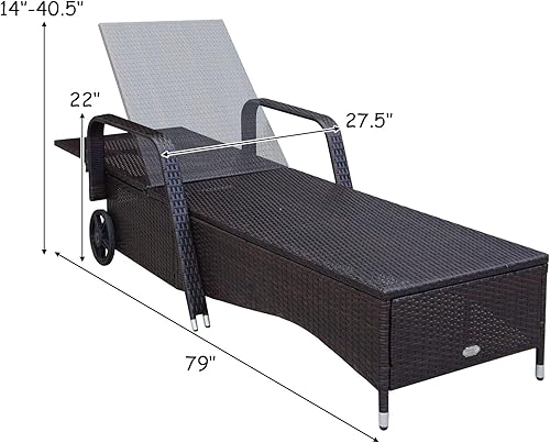 Miniatura 2 de COSTWAY Patio Rattan Lounge Chair Chaise Adjustable Recliner Cushioned Sofa Garden