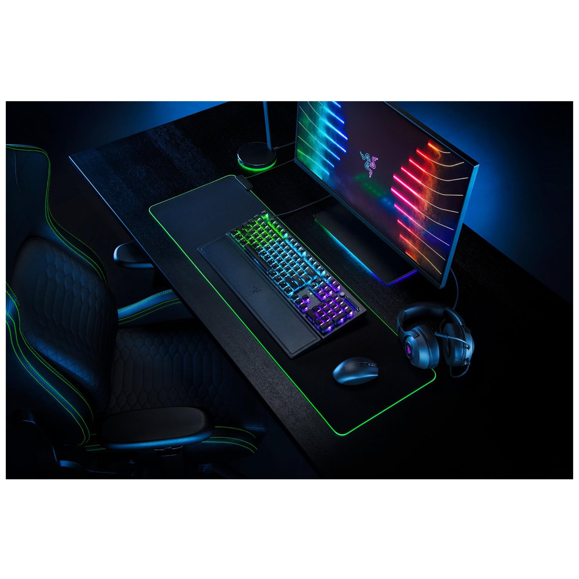 Razer Phantom - Juego de Teclas compatibles con retroiluminación para teclados Razer (para interruptores con Eje en Forma de Cruz, Material ABS, 128 Teclas), Teclas QWERTZ DE, Color Negro