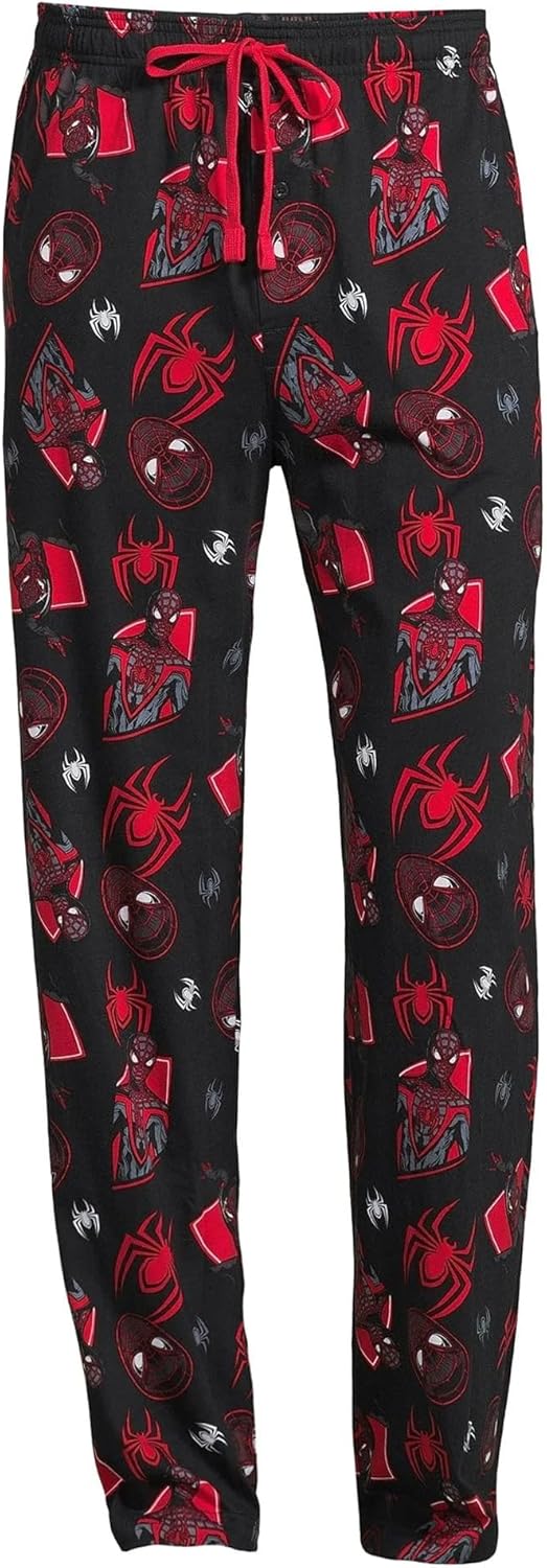 Marvel Spider-Man Men's Miles Morales Mask Allover Print Adult Sleep Bottoms Pajama Pants - Image 5
