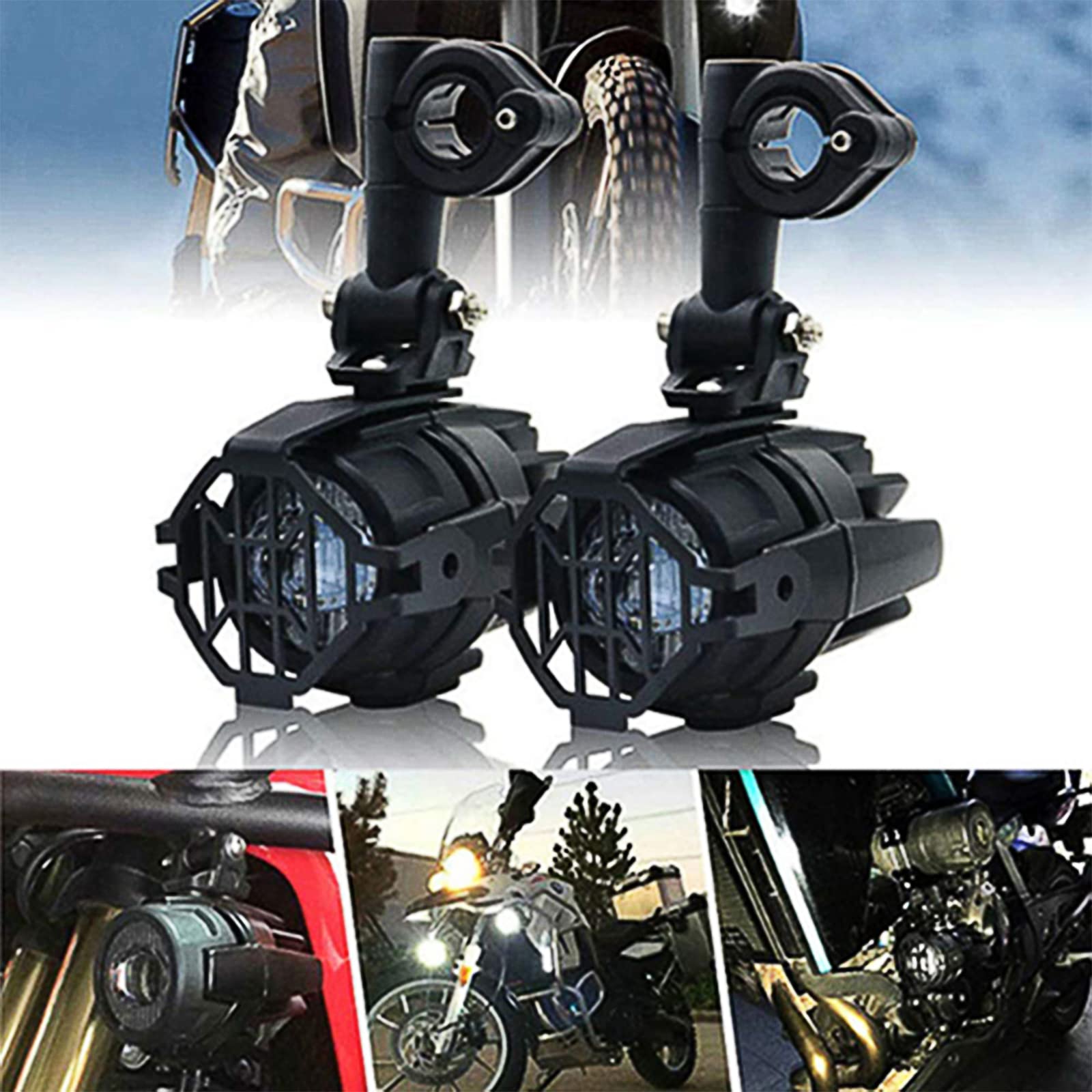Shkalacar 2 Pezzi Fari fendinebbia a LED per Moto,Luci Anteriori per Moto,Fendinebbia Protezioni con Cablaggio Compatible con R1200GS F800GS