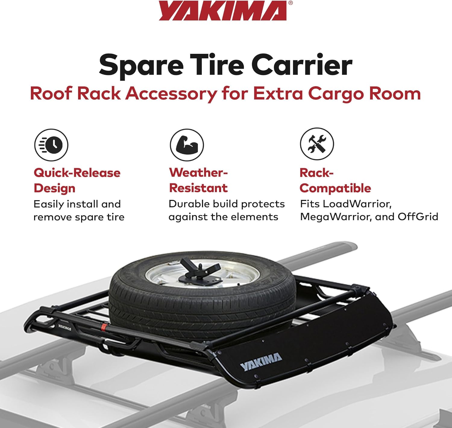 YAKIMA, Spare Tire Carrier for Roof Racks and Cargo Boxes