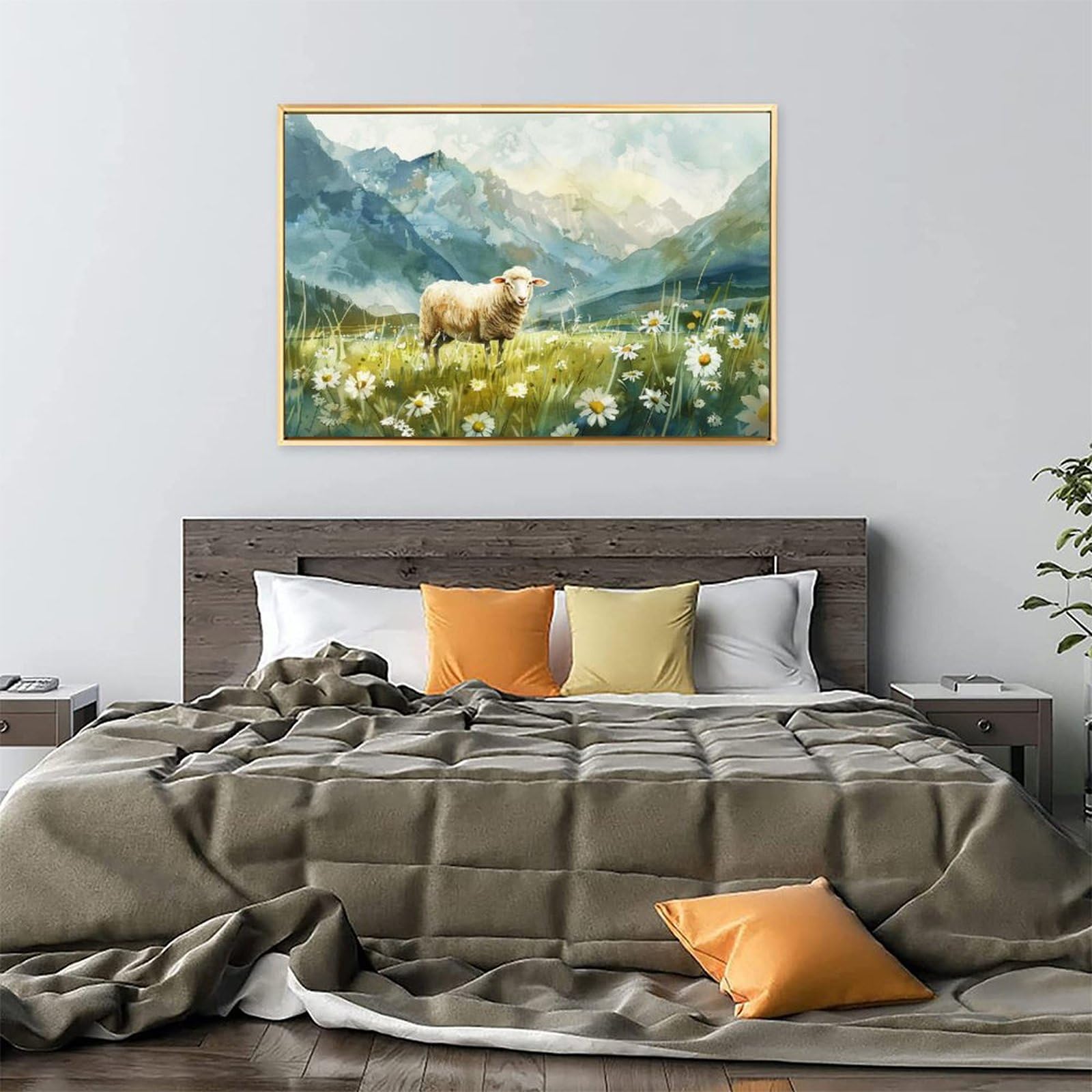 Amazon.co.jp: 絵画 山の草の中の羊 アートパネル ポスター 動物