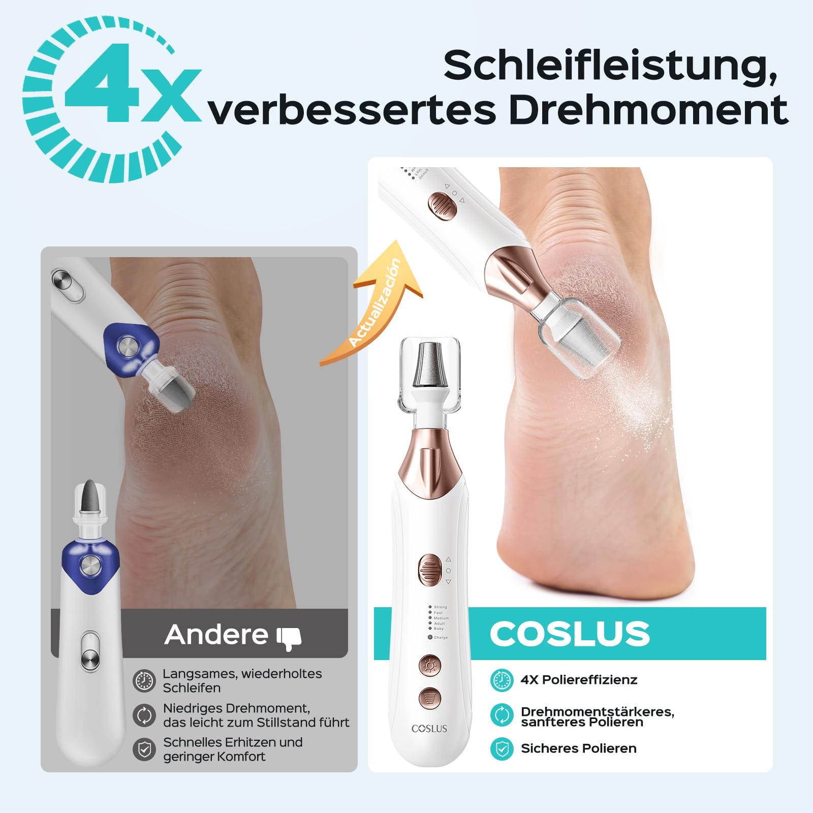 Set manicure pedicure 5 in 1 lima elettrica per unghie dei piedi, mani e piedi – levigatrice più ampia per unghie spesse bianco