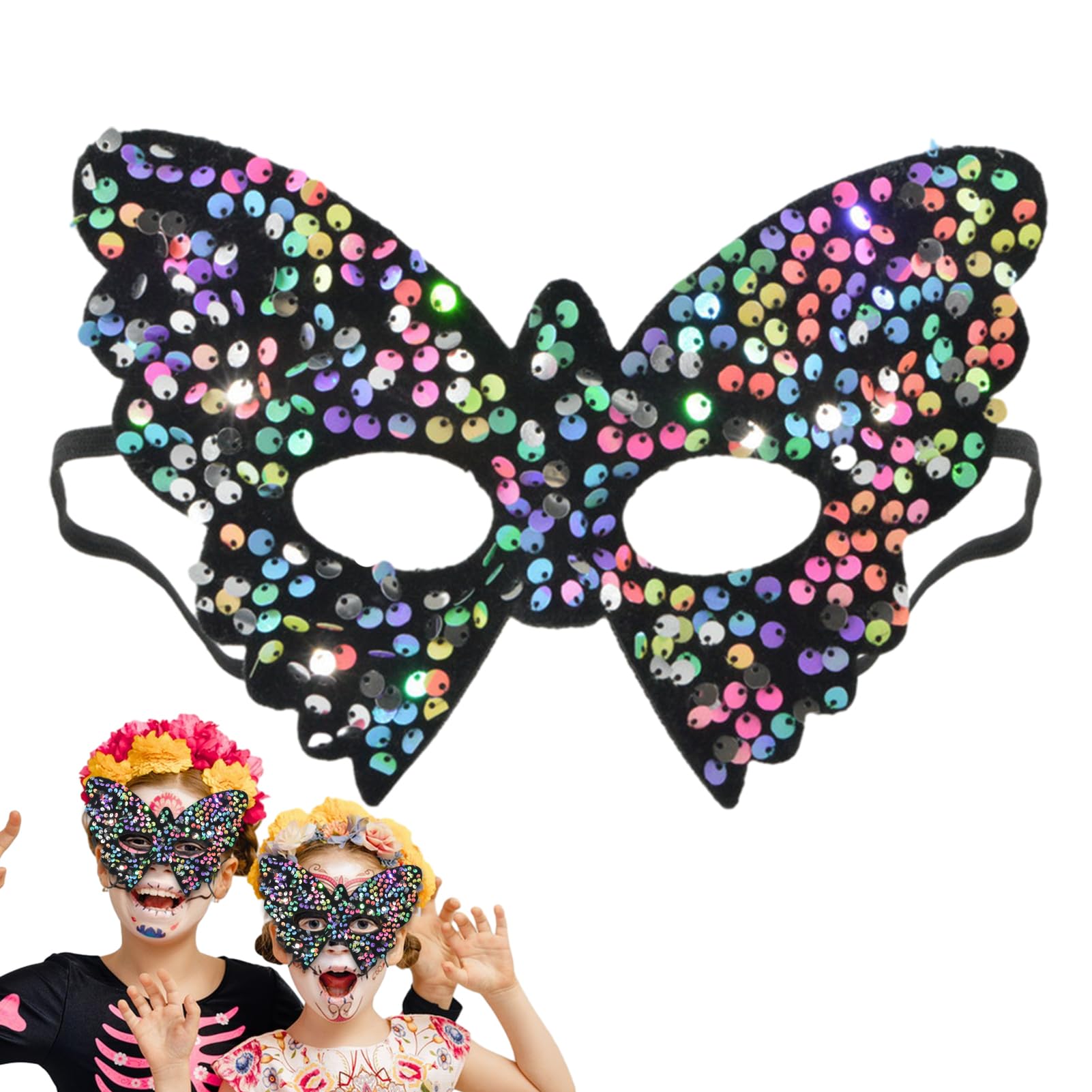 begel Masquerade Face,Bling Sequins Design Butterfly Shape Face Decor For Women - Girls, Cosplay Game, Stage Show