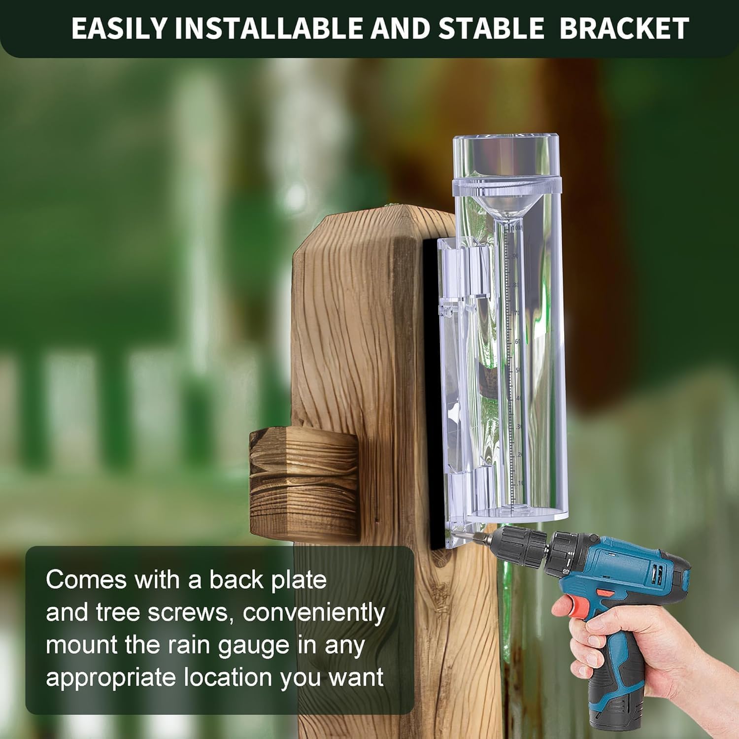 Outdoor Rain Gauge and Snow Professional Stratus Long Term, Easy-to-Read,Made of UV and Heat Resistant Polycarbonate Material for All Weather Conditions with Precise Mounting Bracket (1PC) thumbnail