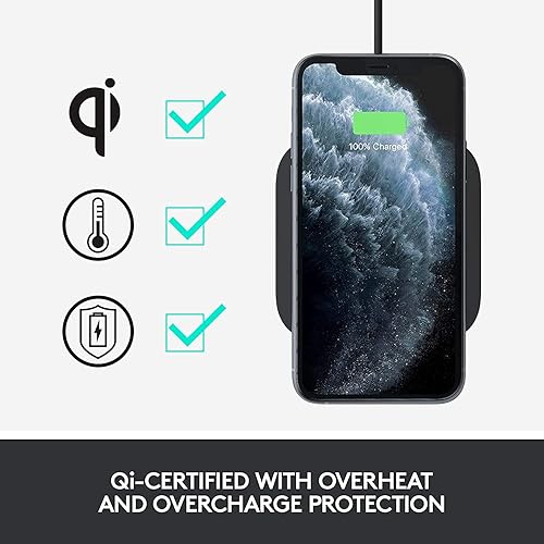 Miniatura 7 de Logitech Almohadilla de carga inalámbrica de 10 W grafito para iPhone 12 Pro Max12 Pro1212 miniSE11 Pro Max11 Pro11XS MaxXSX, Samsung Galaxy