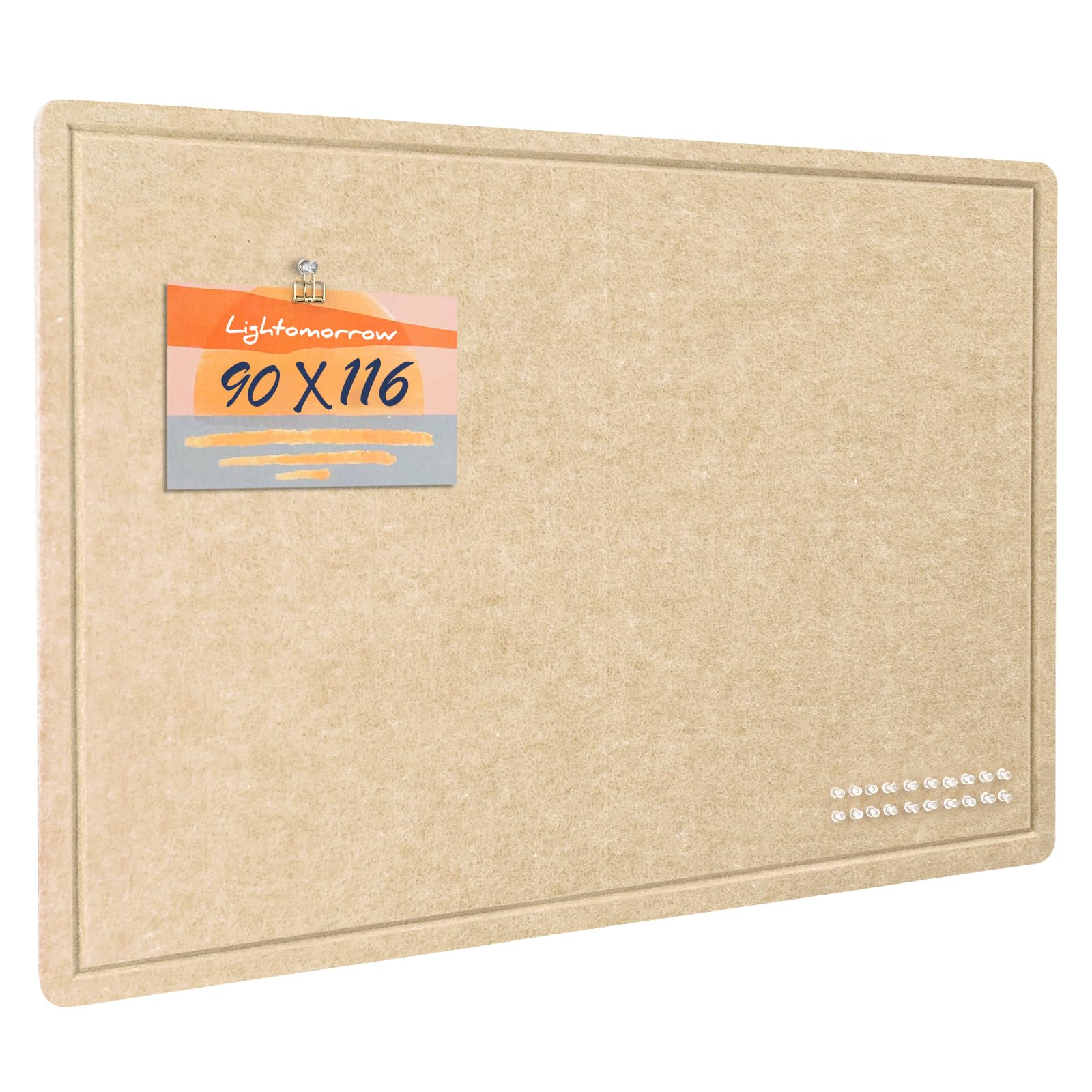 Large Bulletin Board - 90 x 116 Centimeters, Decorative Felt Pin Board for Wall - Foldable Photo Display Board with Self-Adhesive Tape, Includes 20 Push Pins - Beige Brown