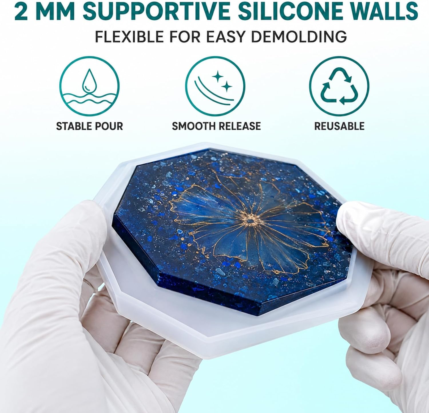 12-Piece Coaster Molds for Epoxy Resin, 3 Holder Molds