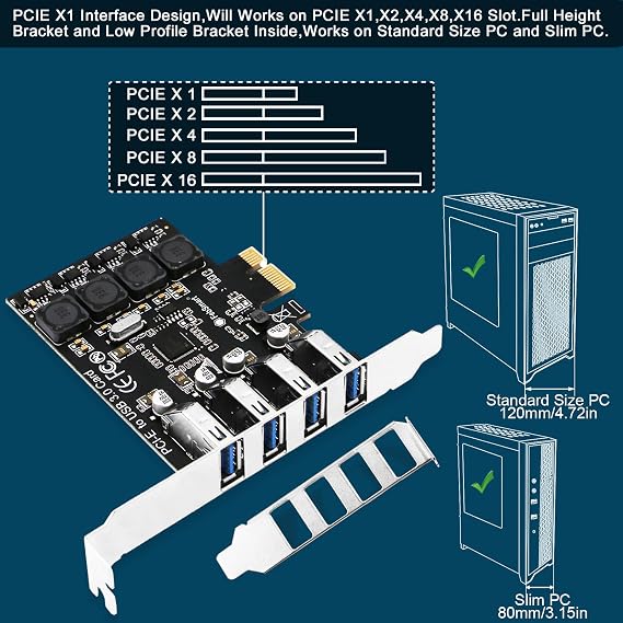 PCIE 4-Ports Superspeed 5Gbps USB 3.0 Expansion Card for Windows 11, 10, 8.x, 7, Vista, XP Desktop PCs, Built in FebSmart Self-Powered Technology, No Need Additional Power Supply (FS-U4L-Pro)