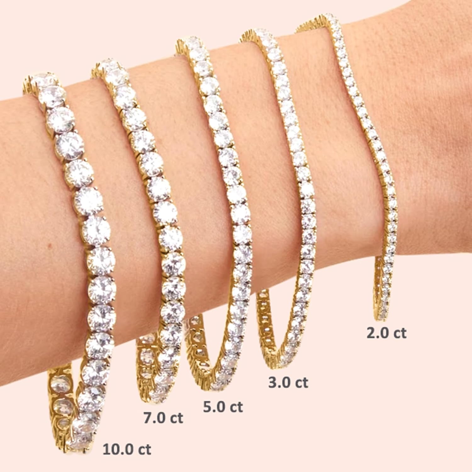 Diamond2Deal 14k Gold and Silver Round Cut Lab Grown Diamond Tennis Bracelet (1ct to 20ct, Color-D, Clarity- VS)