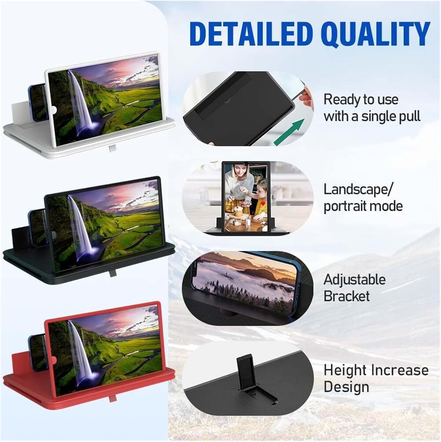 10/12/14 Inch Screen Phone Magnifier, 2026 Upgrade Foldable Screen Magnifier for MobilePhone, Cell Phone Magnifier Projector Screen for Videos, Movies and Gaming