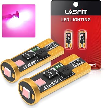 LASFIT 194 168 T10 192 2825 W5W LED Bulb Canbus Error Free, Non-Polarity 400LM Extremely Bright for Dome Map Courtesy Door Trunk Cargo Lights, 12-24V, Purple Pink Pack of 2